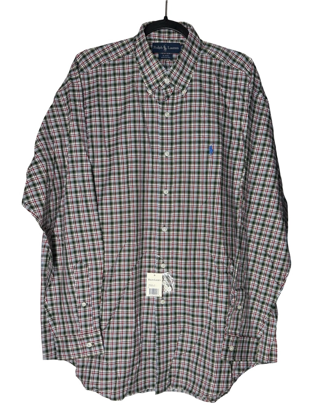 Ralph Lauren Blake Plaid Button Down Large Preppy Cotton Pony VTG Hong Kong NWT